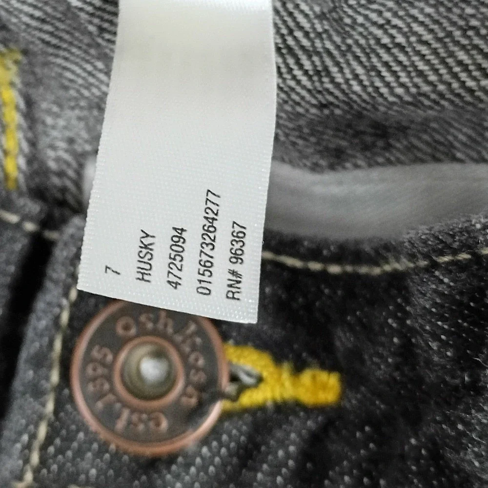 OshKosh Carpenter Jeans Kids 7 Husky Black Excellent Denim Utility Pants 4725094